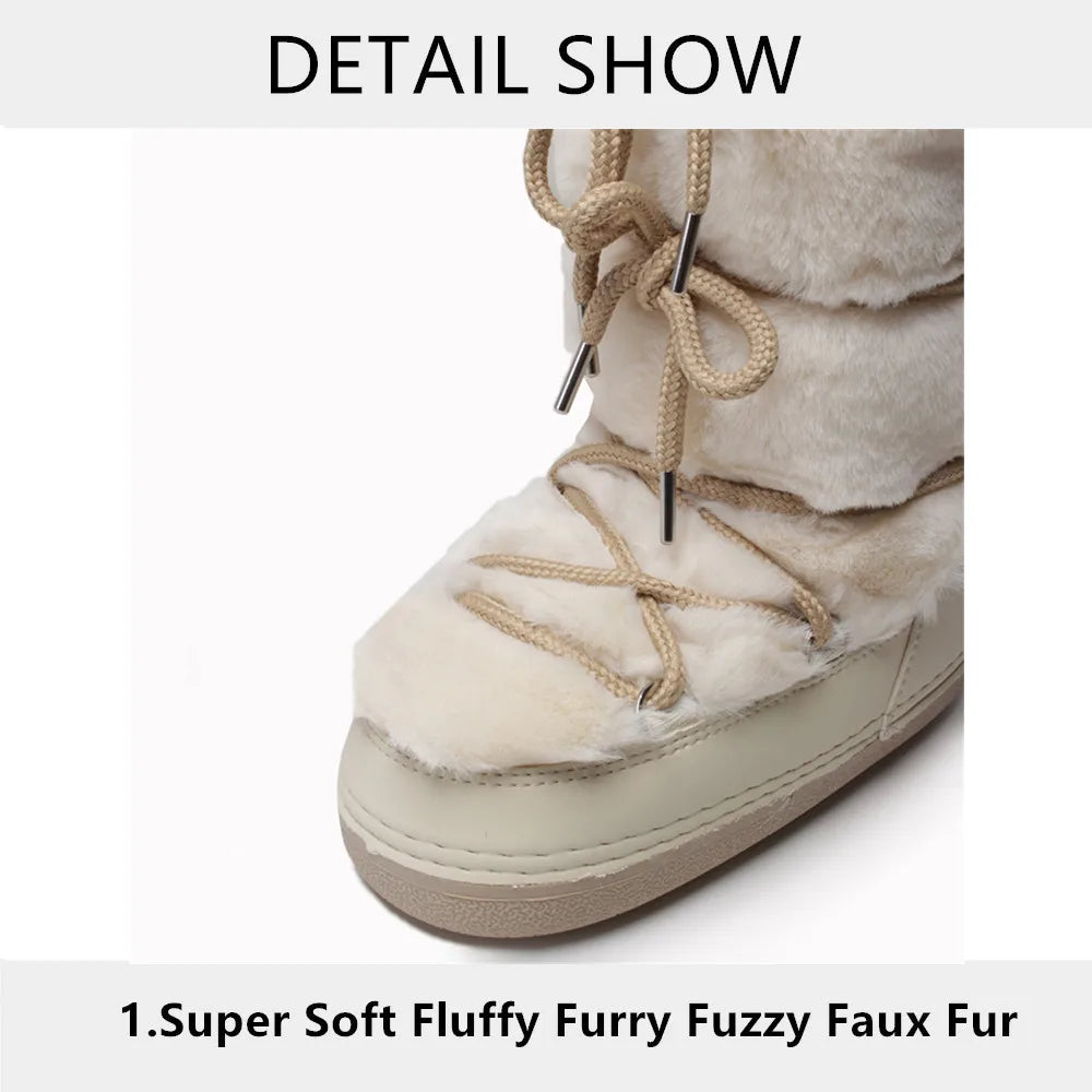 2000s Beige Fur Boots