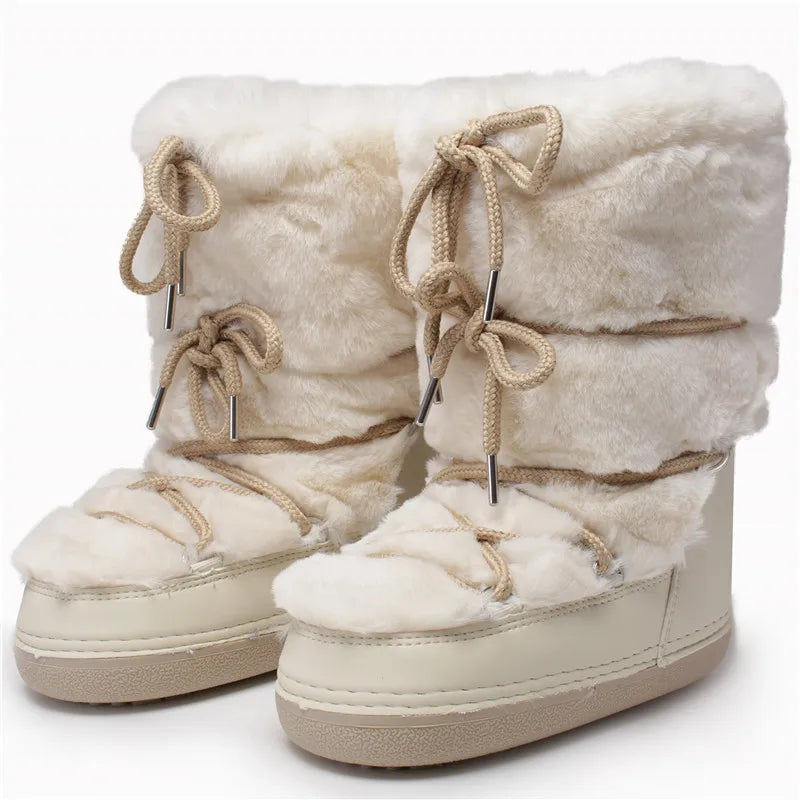 2000s Beige Fur Boots