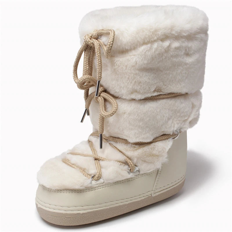 2000s Beige Fur Boots